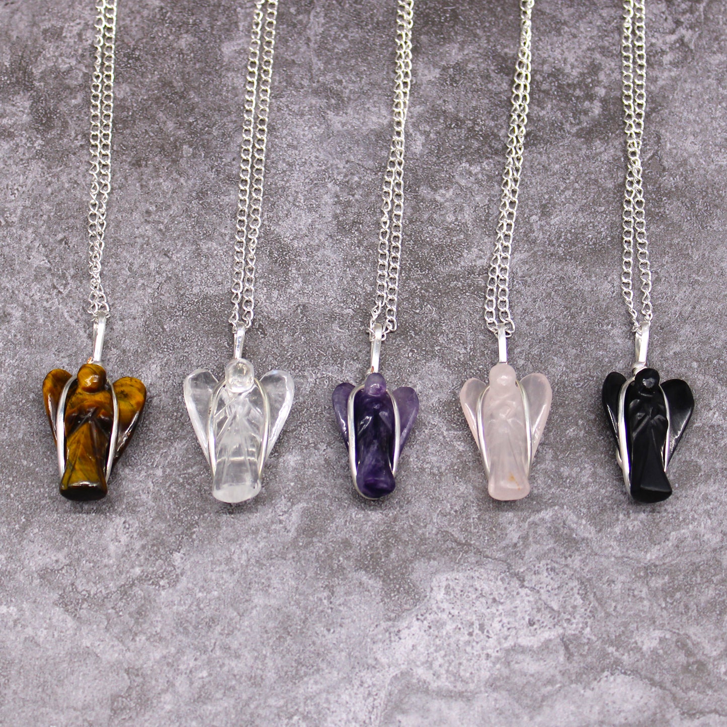 Gemstone Guardian Angel Pendant - Clear Quartz