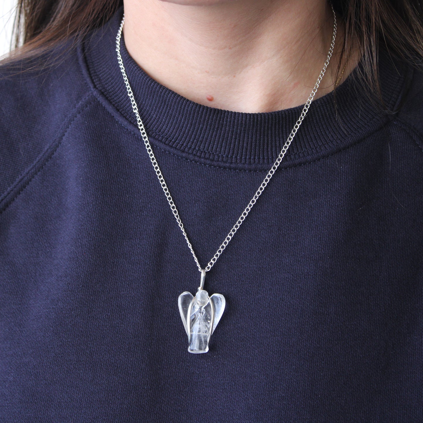 Gemstone Guardian Angel Pendant - Clear Quartz