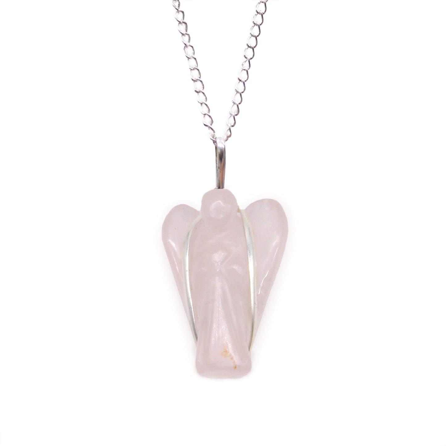 Gemstone Guardian Angel Pendant - Rose Quartz