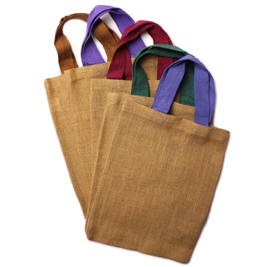 Jute Tote Bag - Red Colour Handle