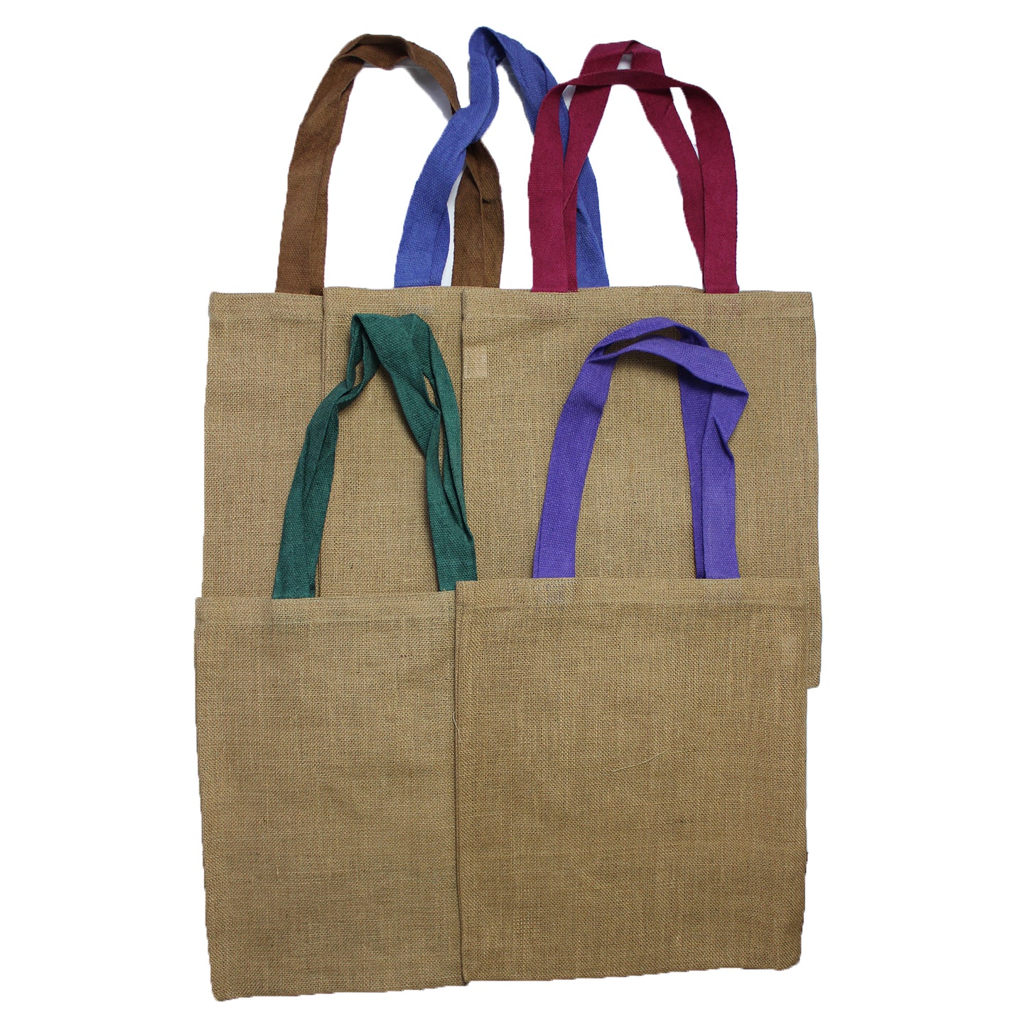 Large Jute Tote Bag - Purple Colour Handle