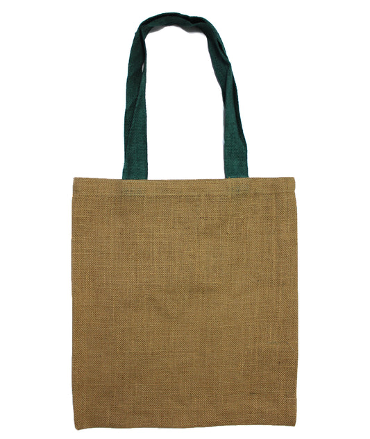 Large Jute Tote Bag - Green Colour Handle