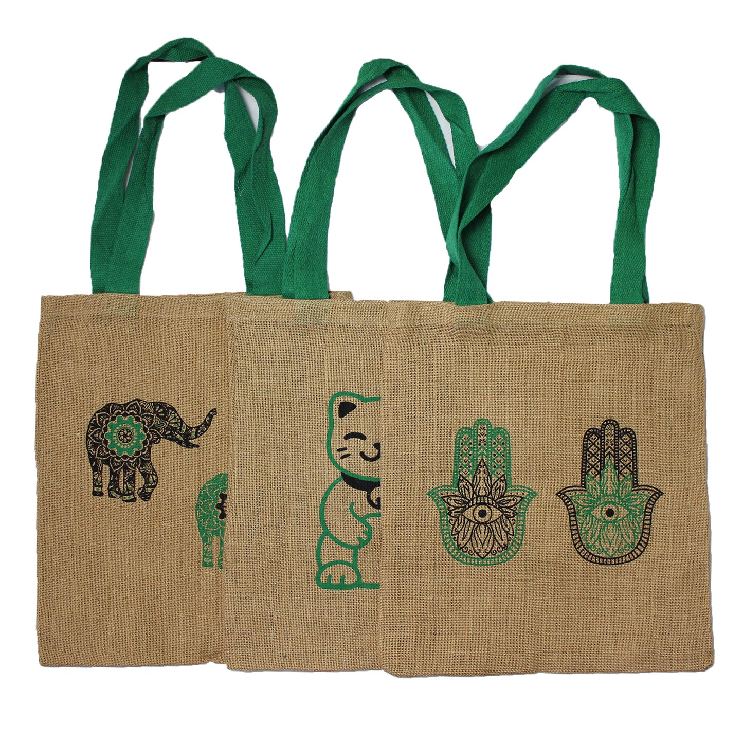 Large Jute Tote Bag - Mystic designs - Money Cat