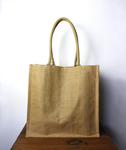 Large Jute Shopping Bag with Bottle holders