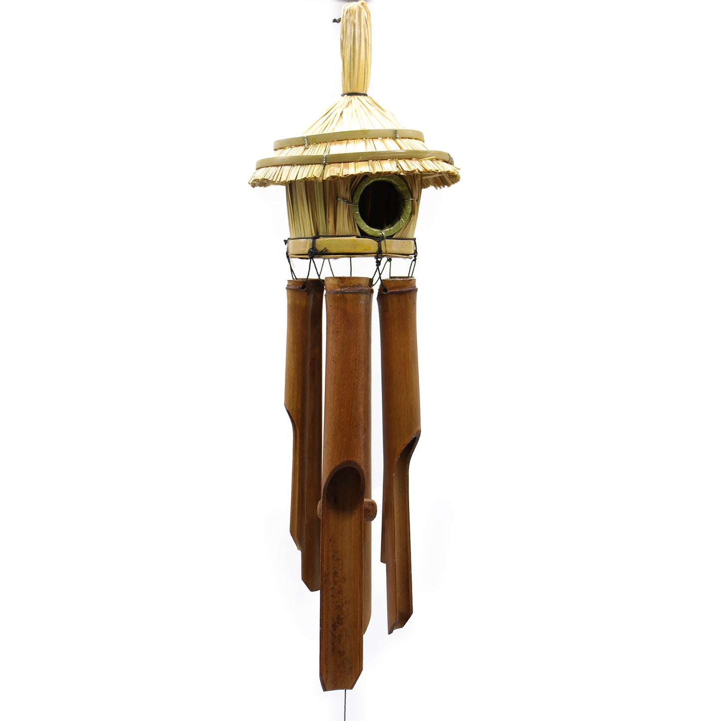 Round Seagrass Bird Box with Chimes 45x17cm