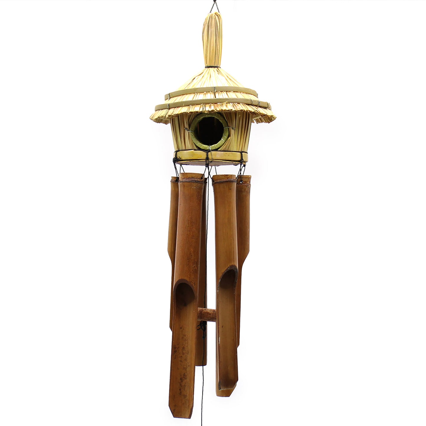 Round Seagrass Bird Box with Chimes 45x17cm