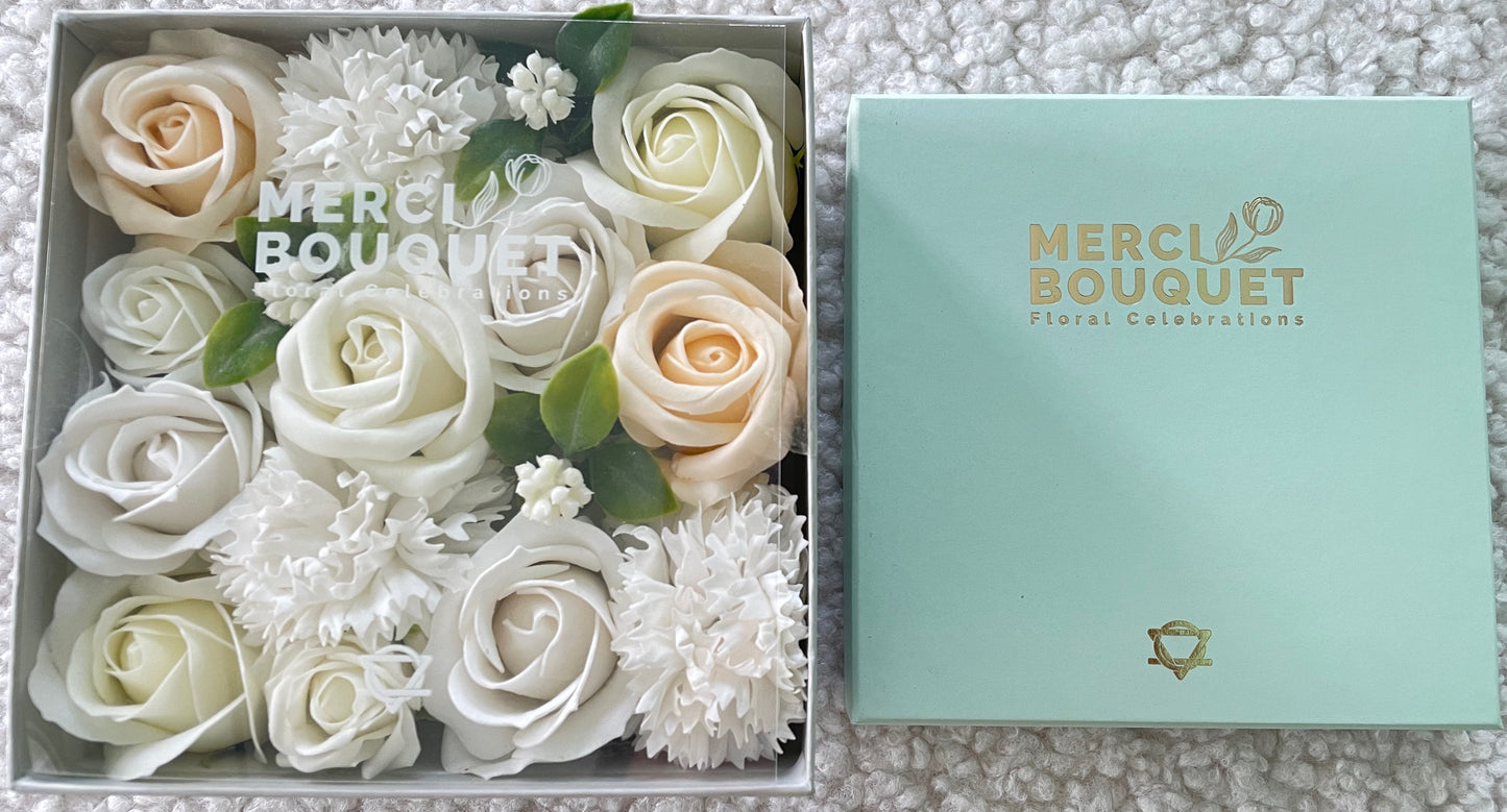 Square Soap Arrangement Box - Wedding Blessings - White & Ivory