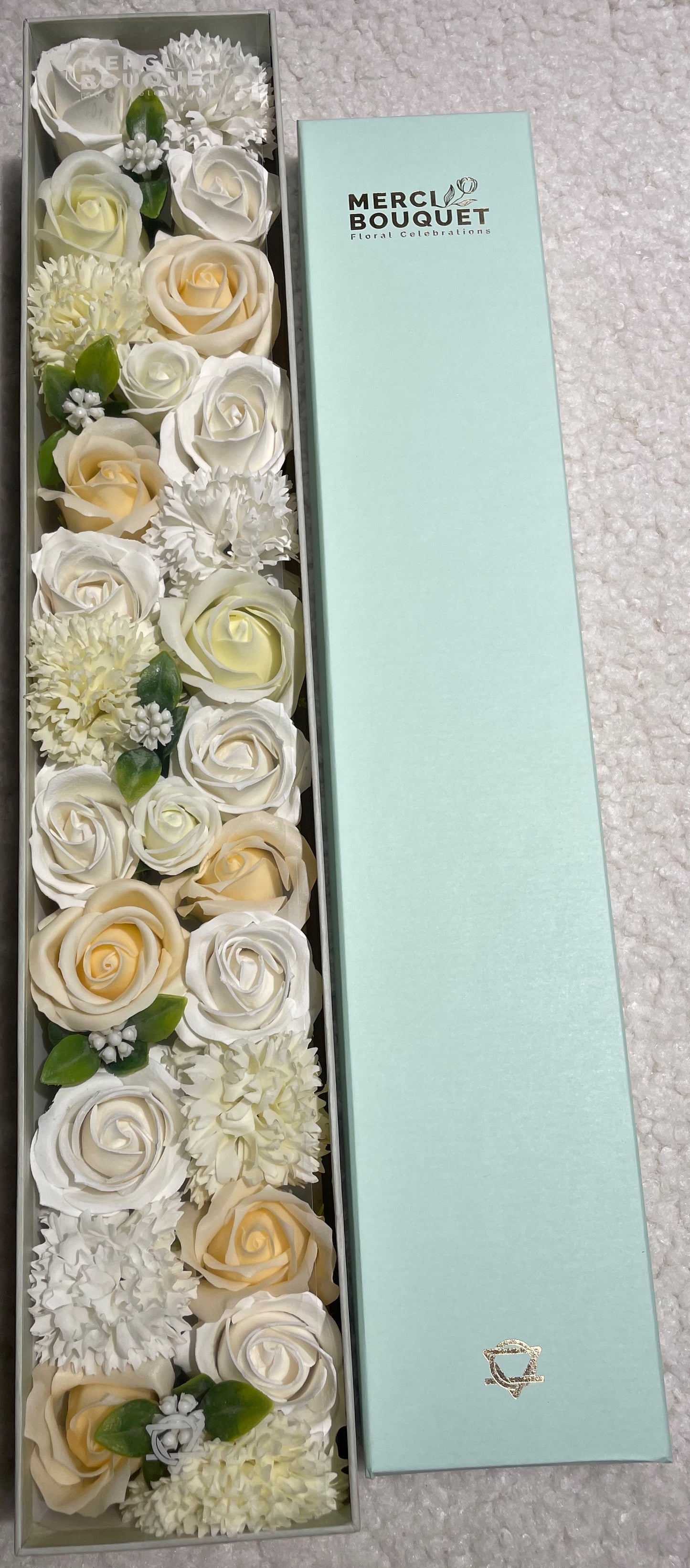 Extra Long Soap Arrangement Box - Wedding Blessings - White & Ivory