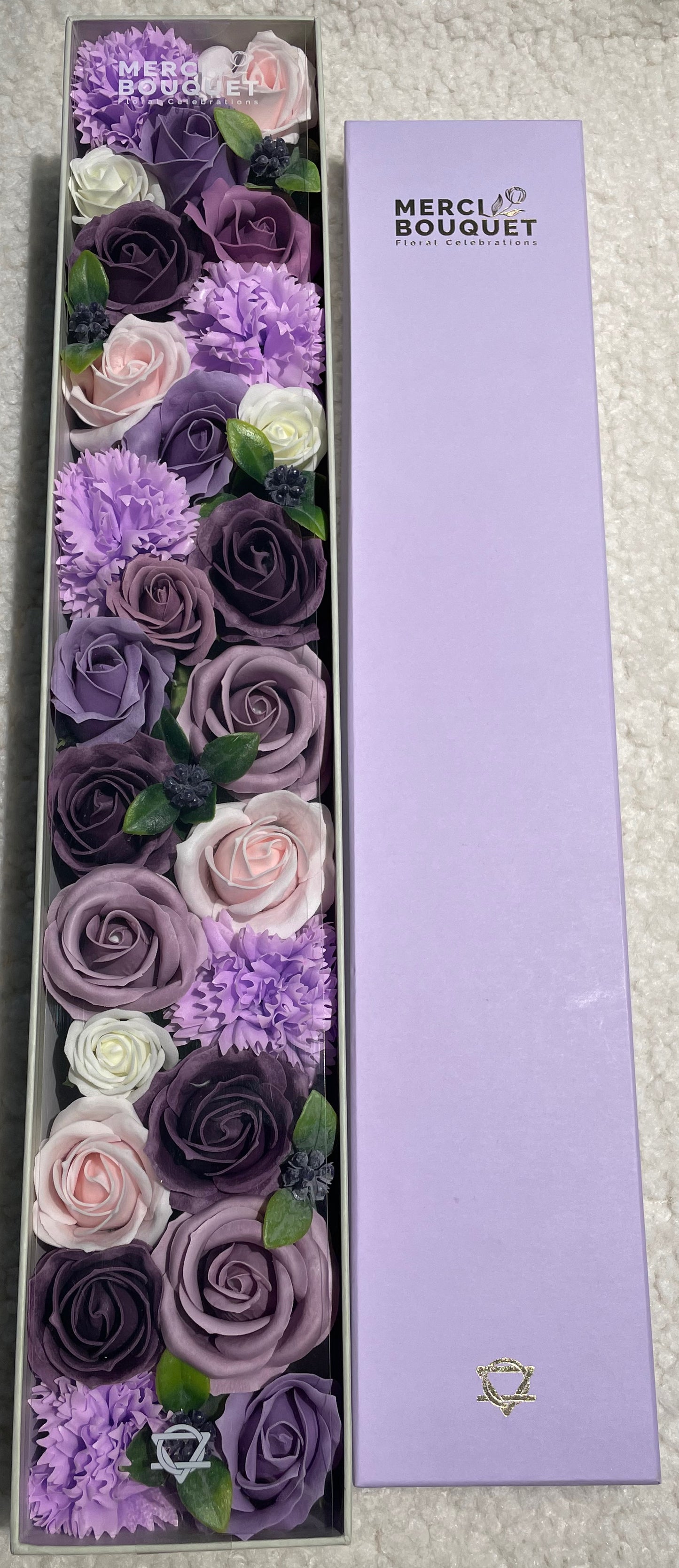 Extra Long Soap Arrangement Box - Lavender Rose & Carnation