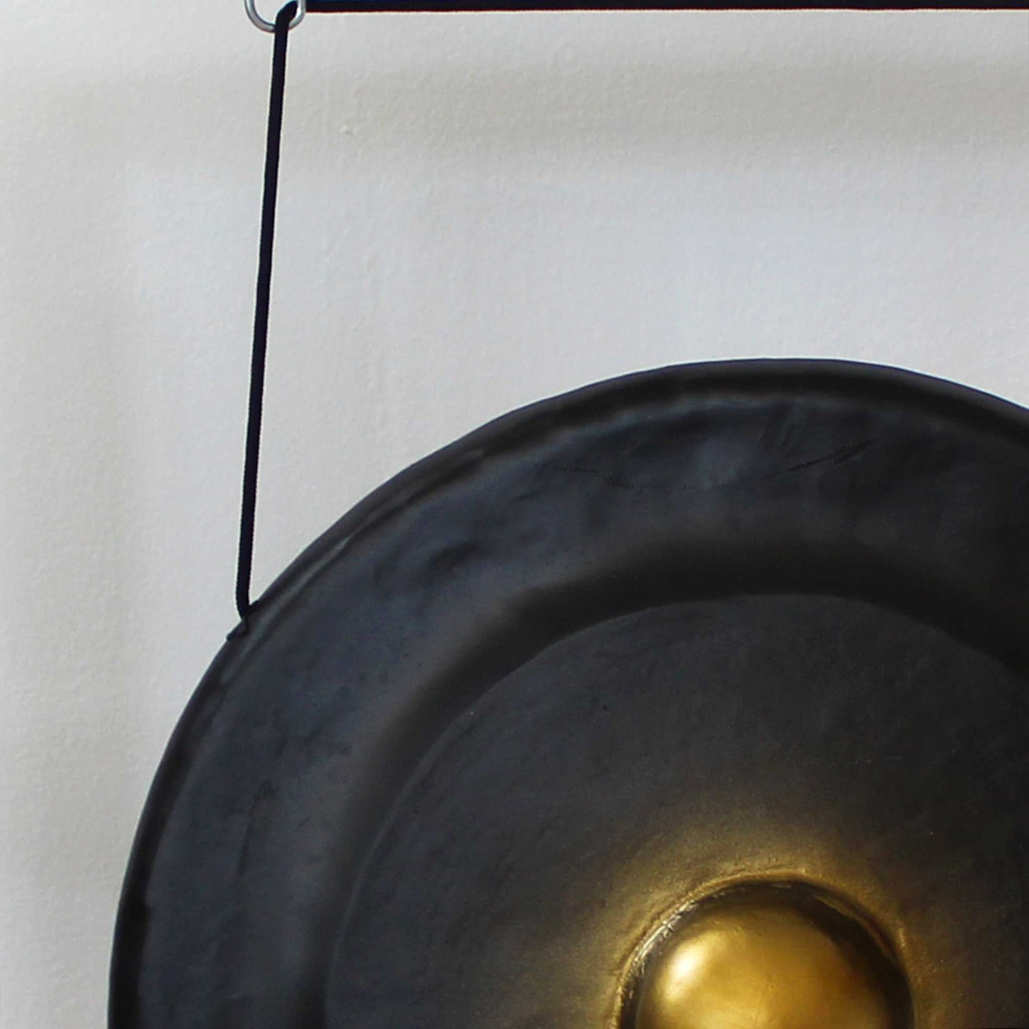 Large Gong in Brown Antique Stand - 80cm - Black