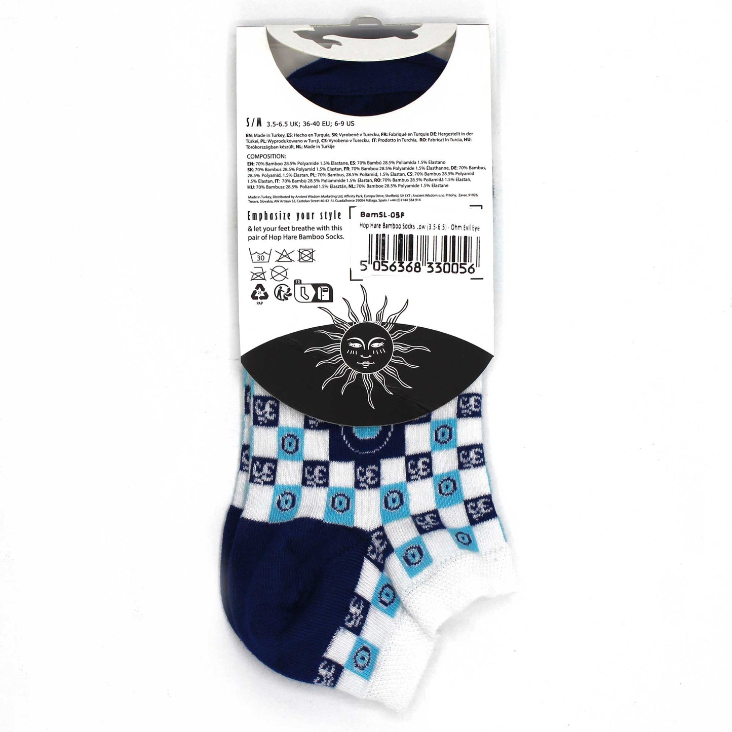 M/L Bamboo Socks Low (41-46) - Om and Evil Eye