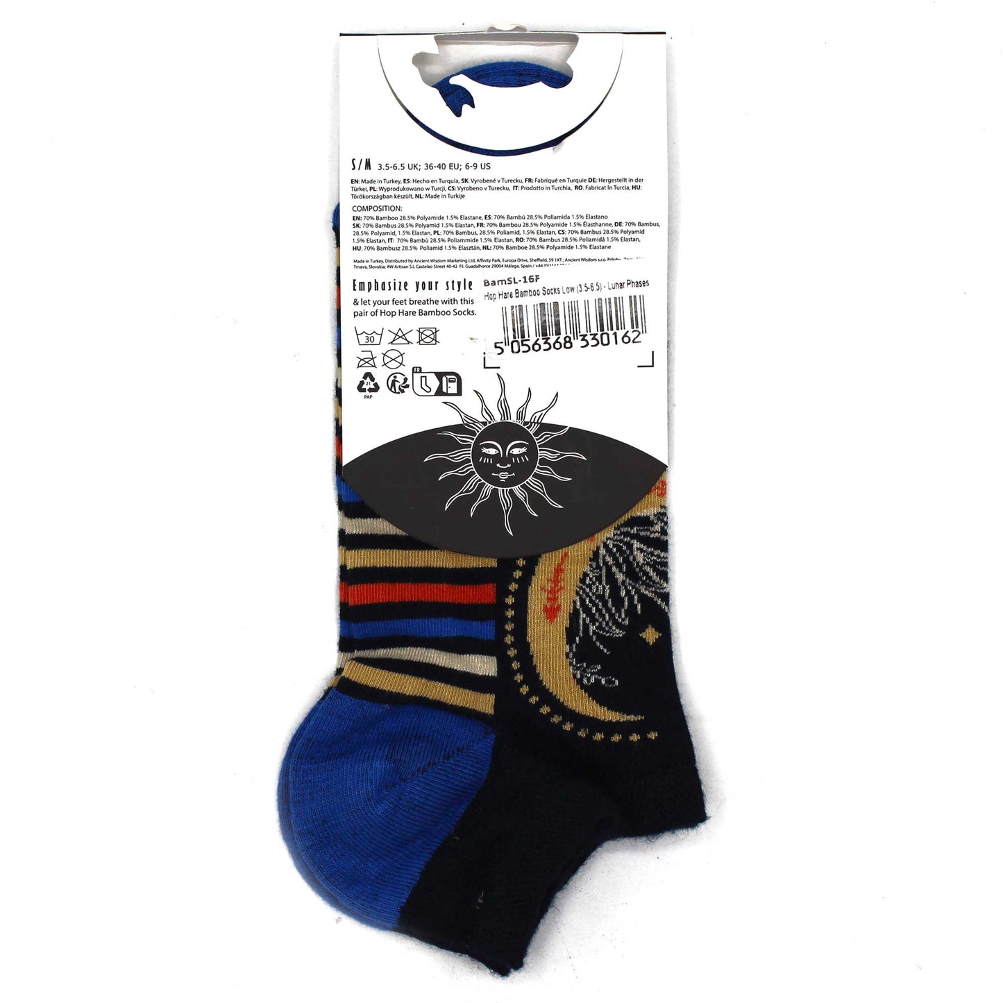 M/L Bamboo Socks Low (41-46) - Lunar Phases