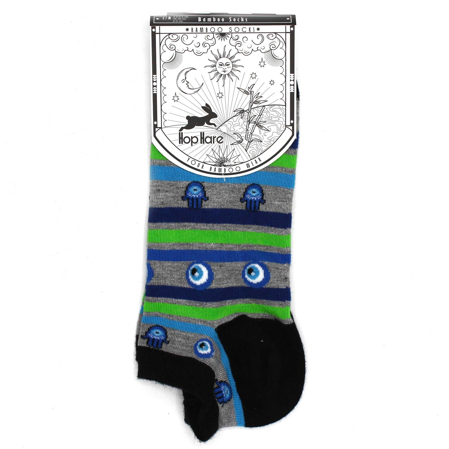 M/L Bamboo Socks Low (41-46) - Evil Eye & Hamsa