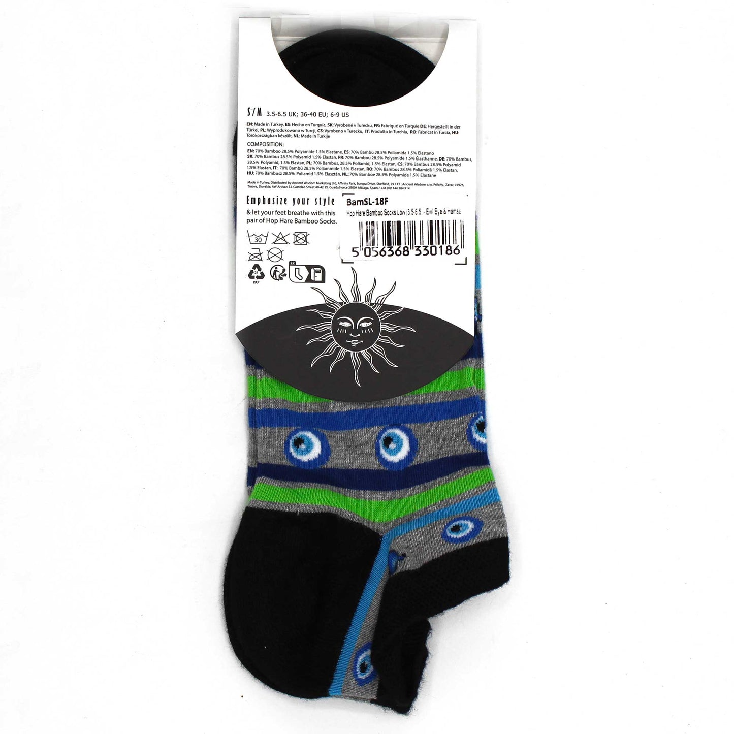 S/M Bamboo Socks Low (36-40) - Evil Eye & Hamsa