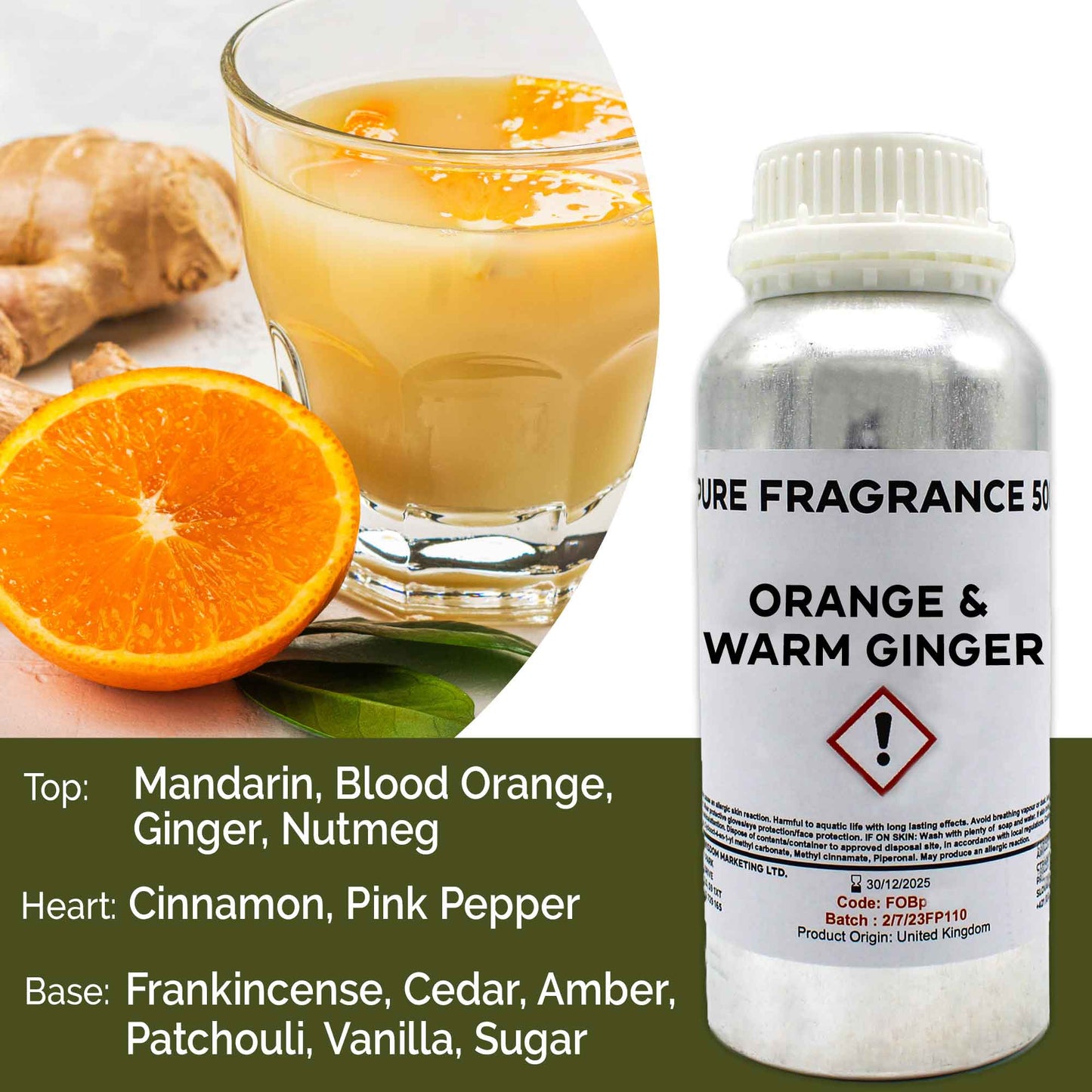 Orange & Warm Ginger Pure Fragrance Oil - 500ml