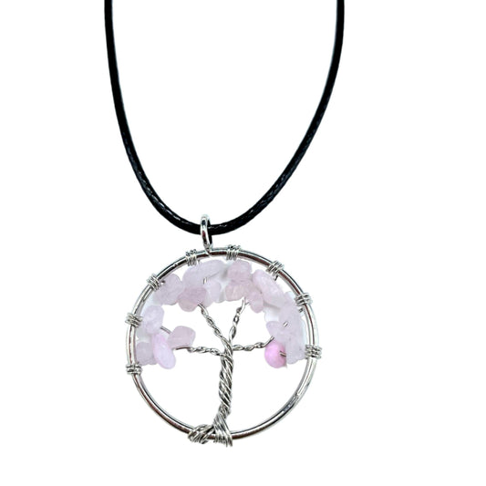 Tree of Life Pendant - Rose Quartz