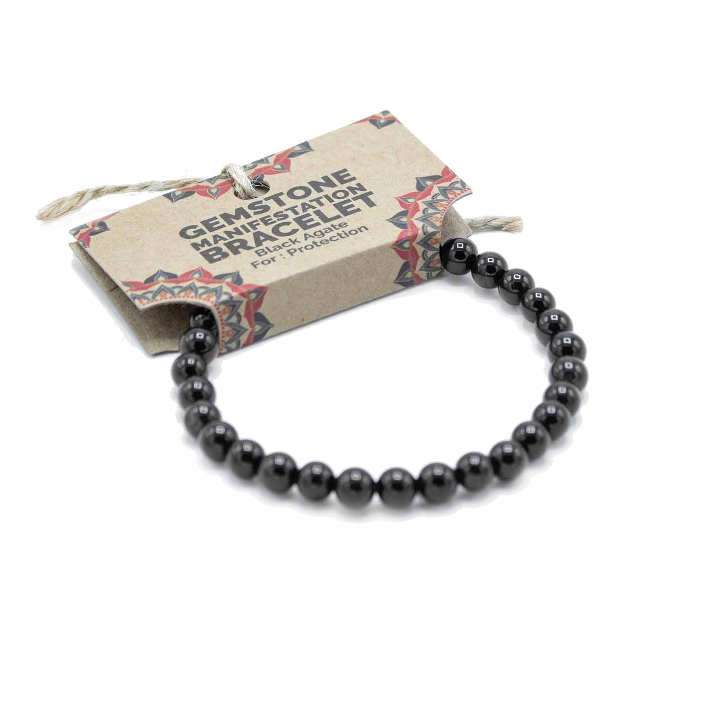 Gemstone Manifestation Bracelet - Black Agate- Protection