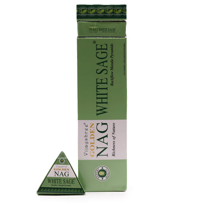 Jumbo Golden Nag - White Sage Back Flow Incense Cones
