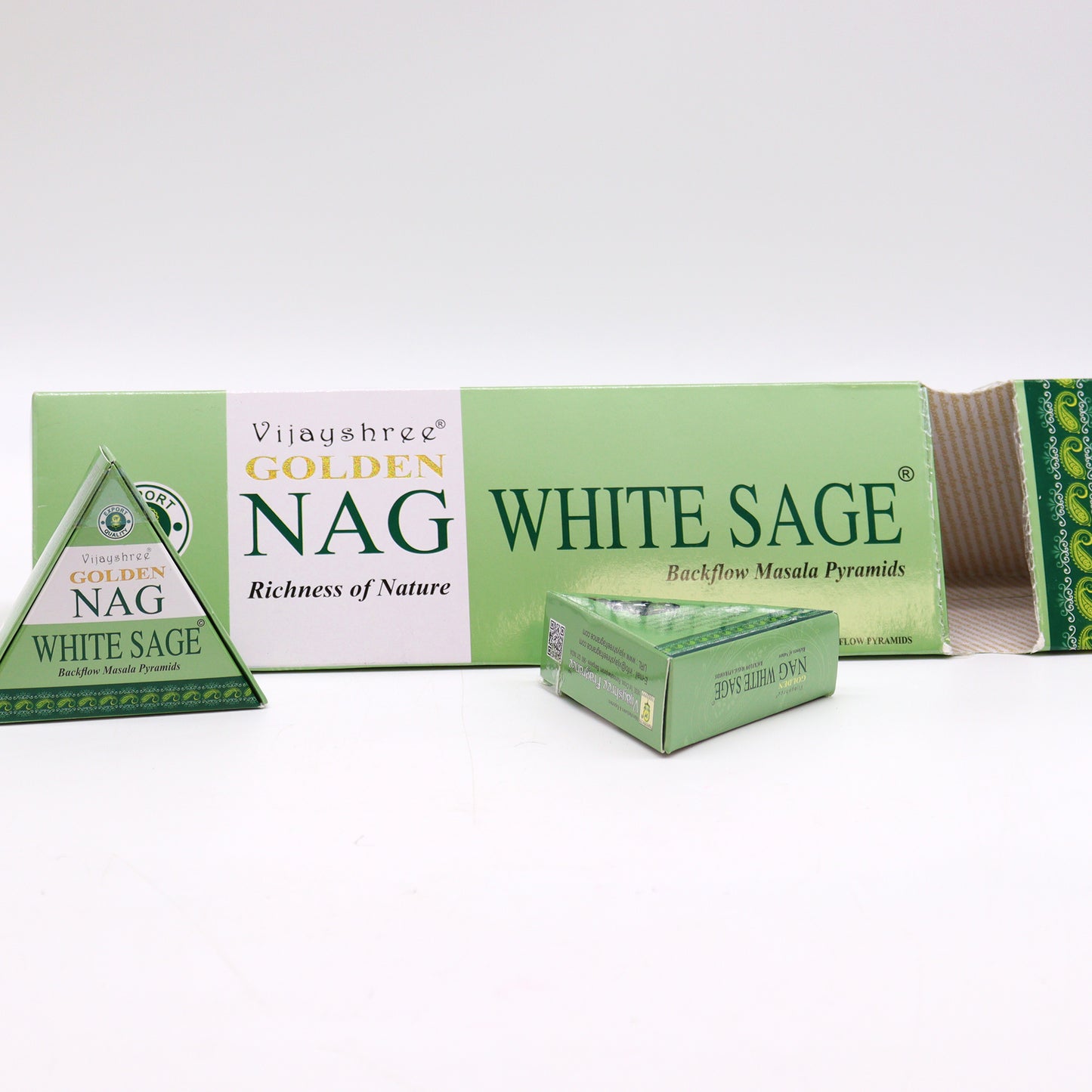 Jumbo Golden Nag - White Sage Back Flow Incense Cones