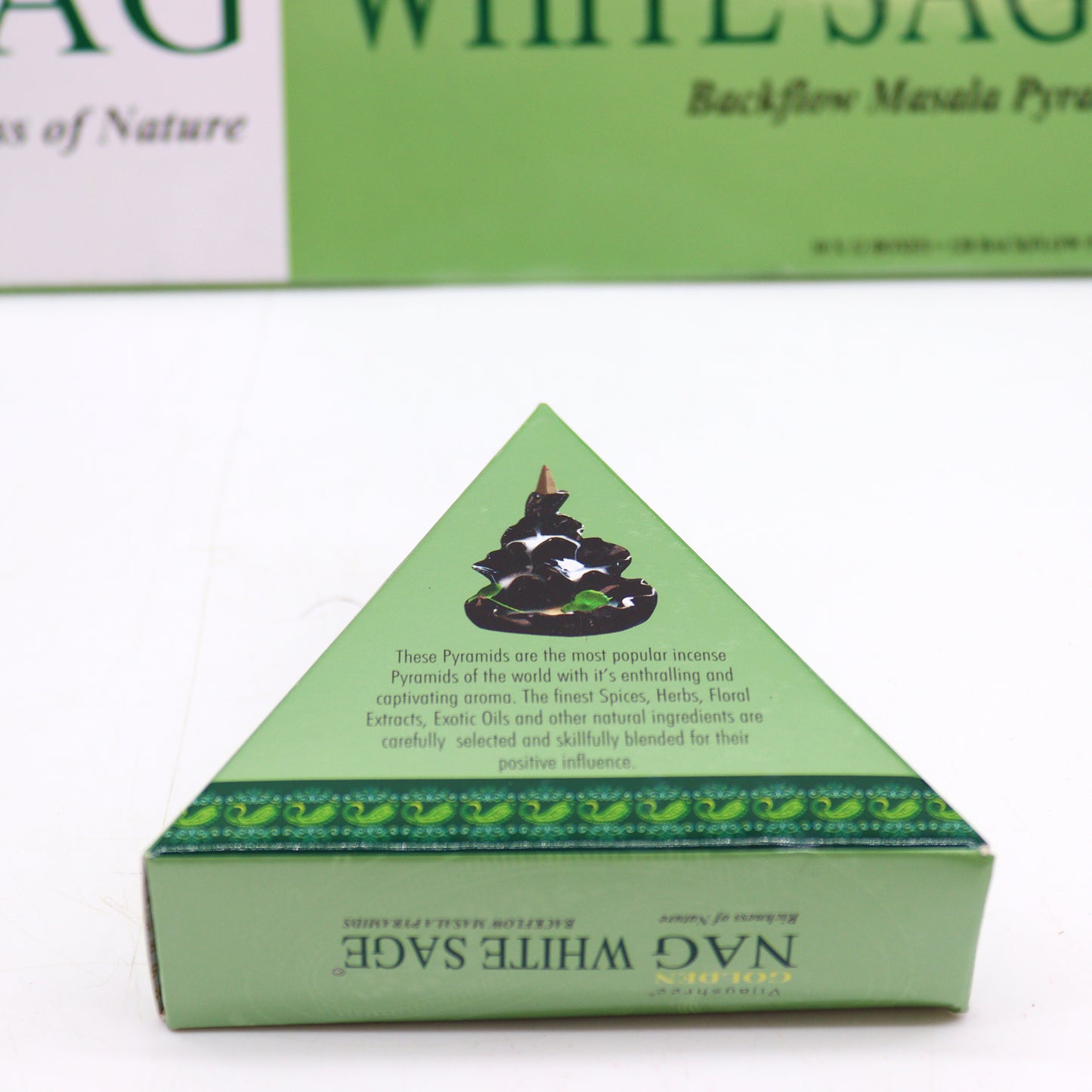 Jumbo Golden Nag - White Sage Back Flow Incense Cones