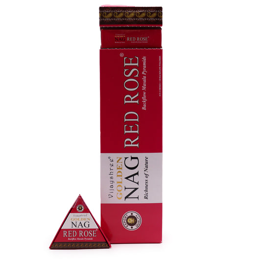 Jumbo Golden Nag - Red Rose Back Flow Incense Cones