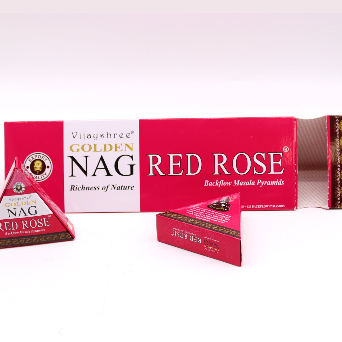 Jumbo Golden Nag - Red Rose Back Flow Incense Cones