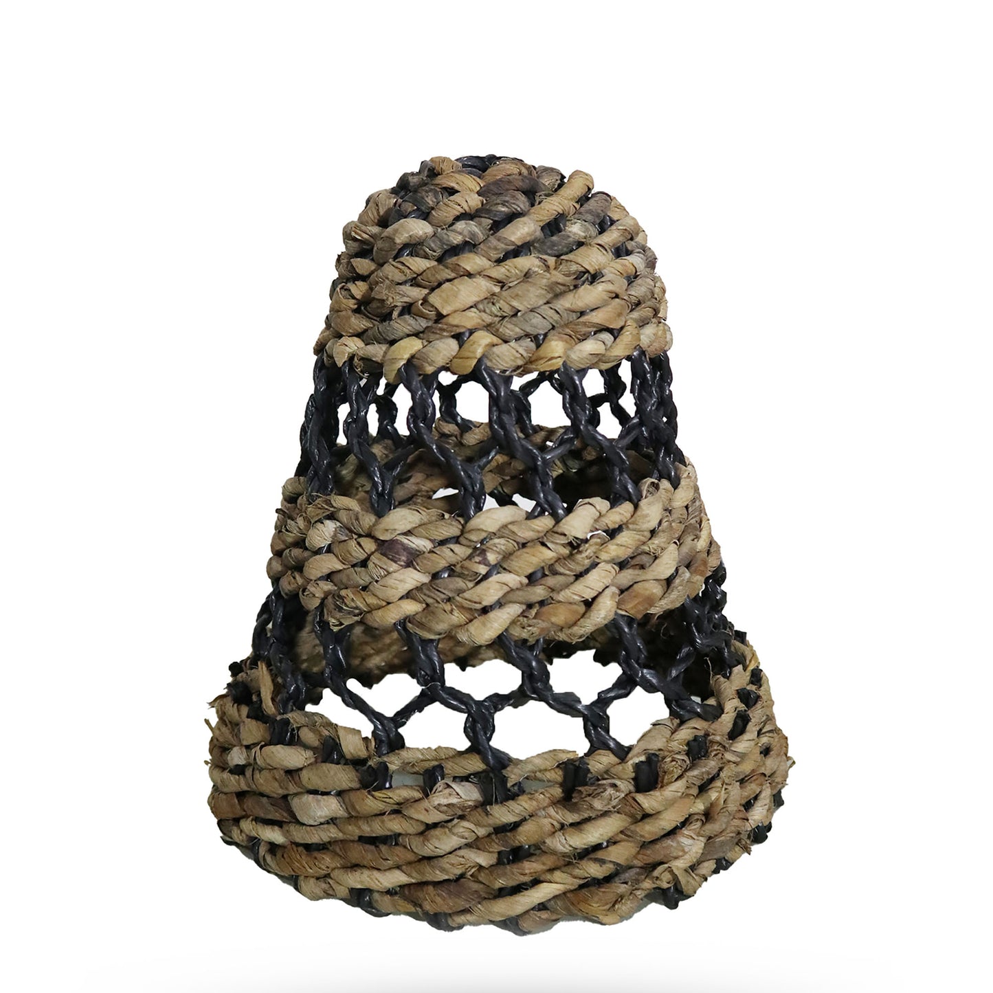 Small Natural Banana Leaf & Hitam Raffia Lamp Shade - H:25xD:20cm