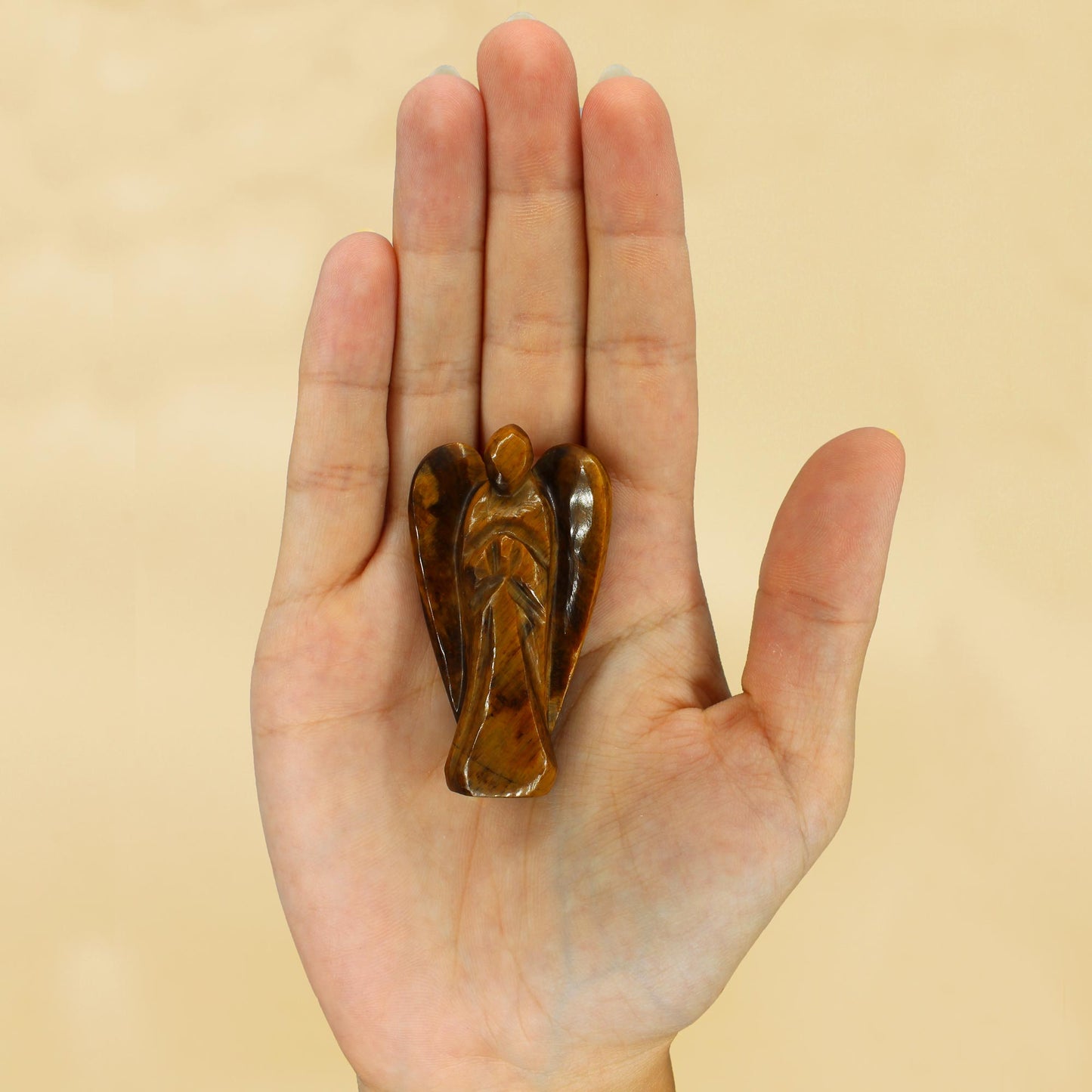 Hand Carved Gemstone Angel - Tiger Eye