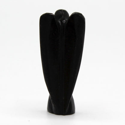 Hand Carved Gemstone Angel - Black Agate