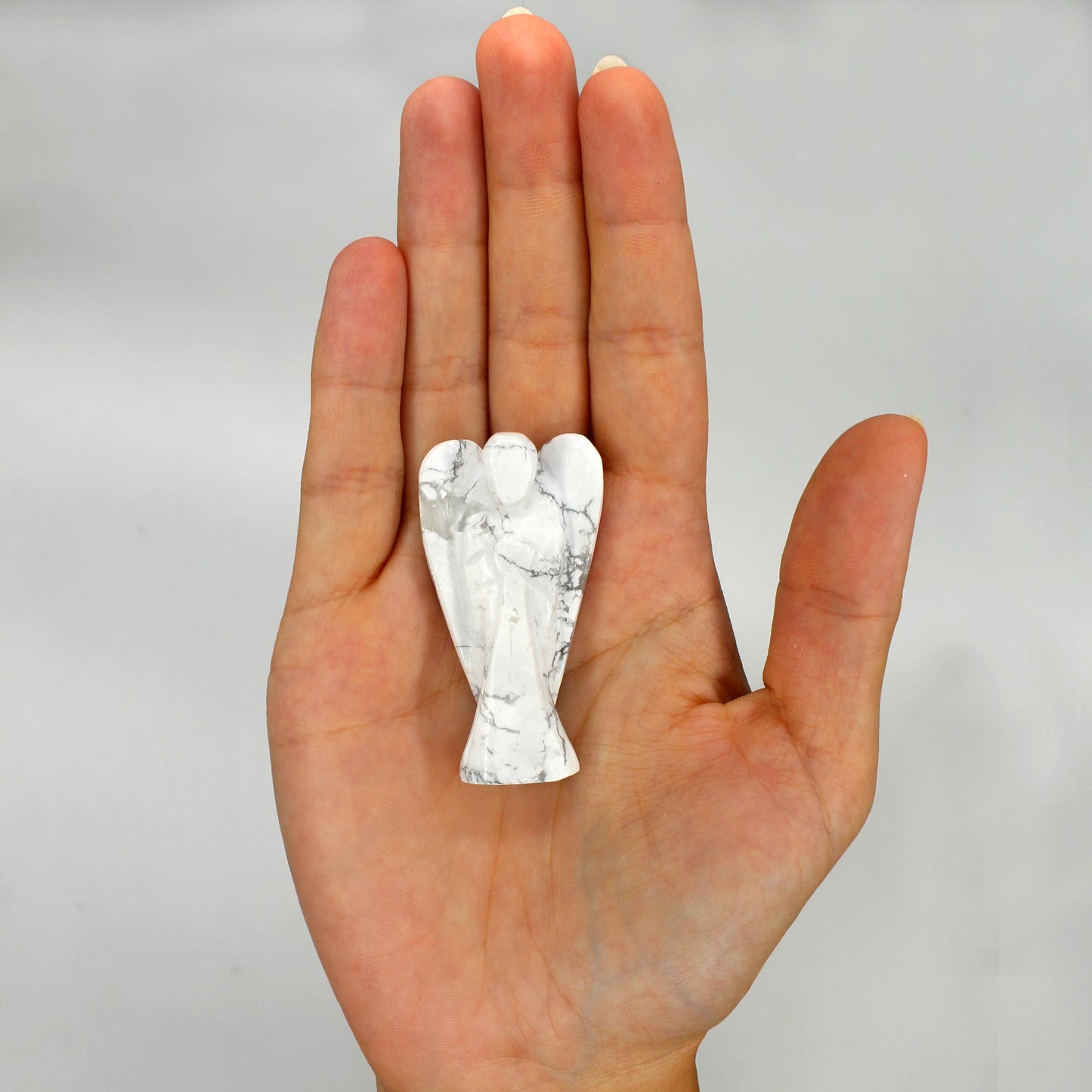 Hand Carved Gemstone Angel - White Howlite