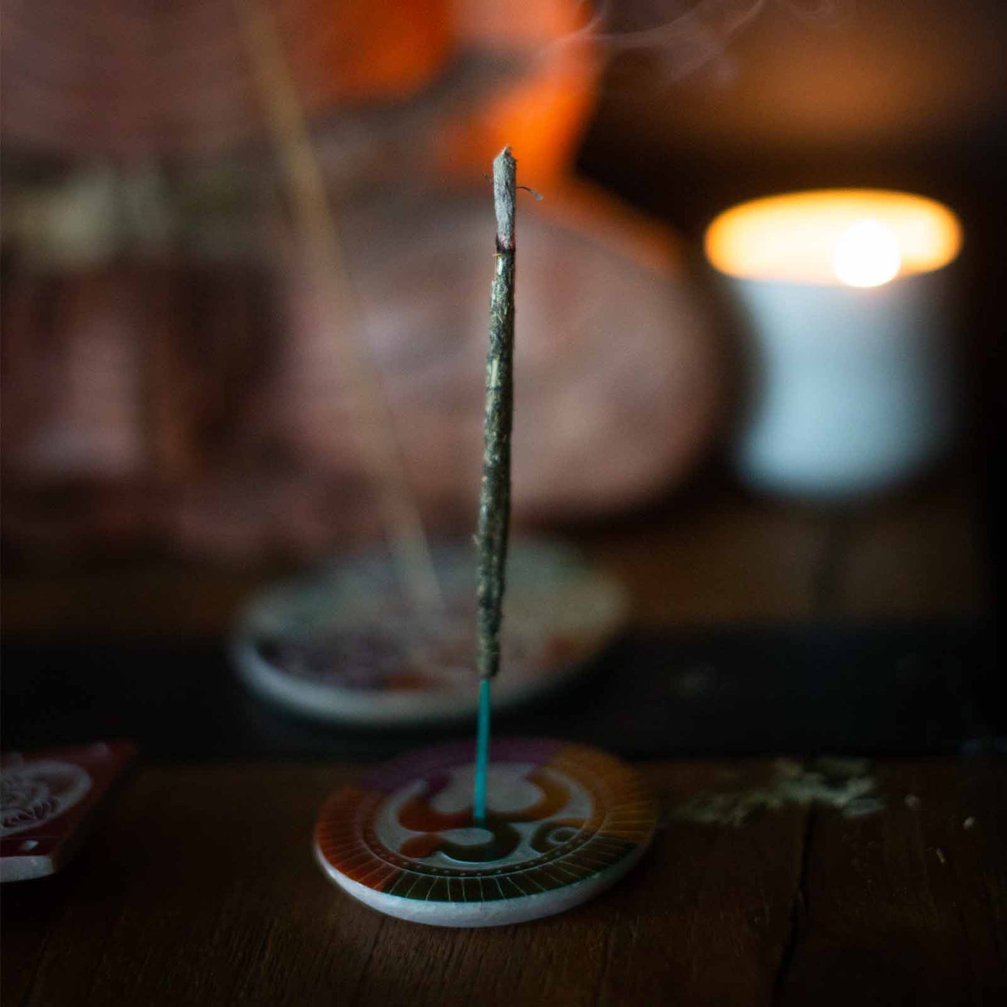 Soapstone Disc Incense Holder 10cm - Seven Chakra