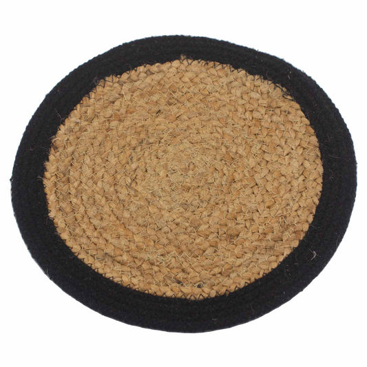 Natural Place Mat - Jute & Cotton 30cm - Black Boarder