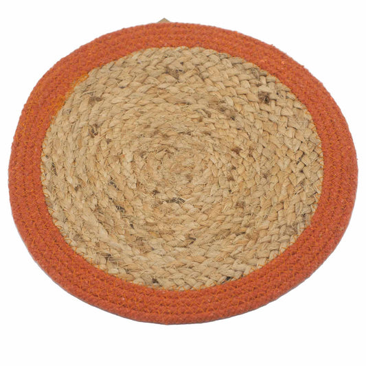 Natural Place Mat - Jute & Cotton 30cm - Clay Boarder