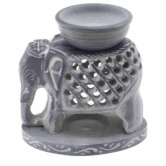 Soapstone Oil Burner 10.5cm - Standing Elephant