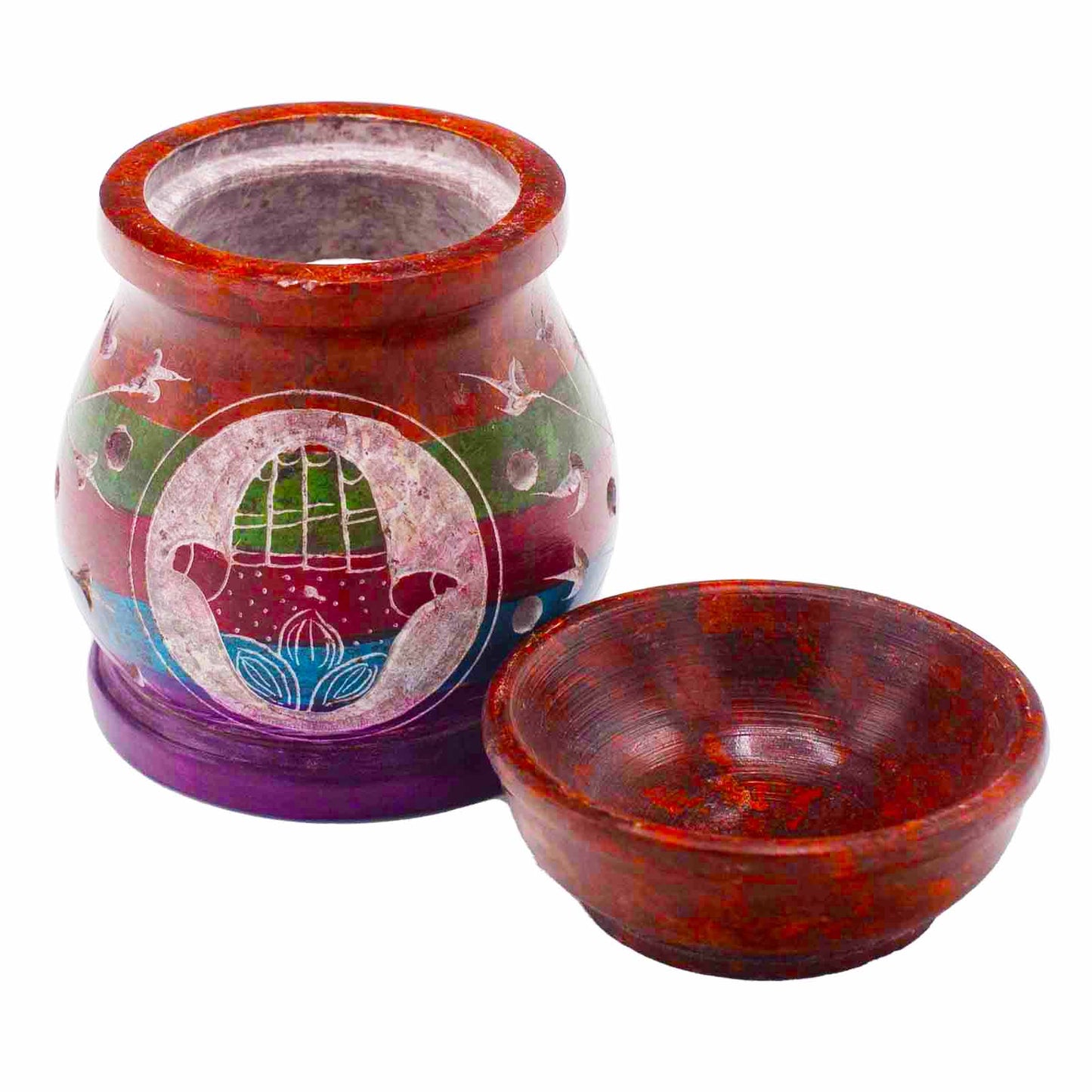 Soapstone Oil Burner 10cm - Hamsa - Five Colours