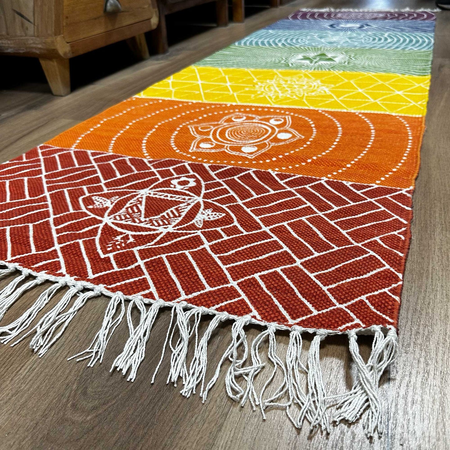 100% Cotton Yoga Rug - 60x200cm - 7 Chakras