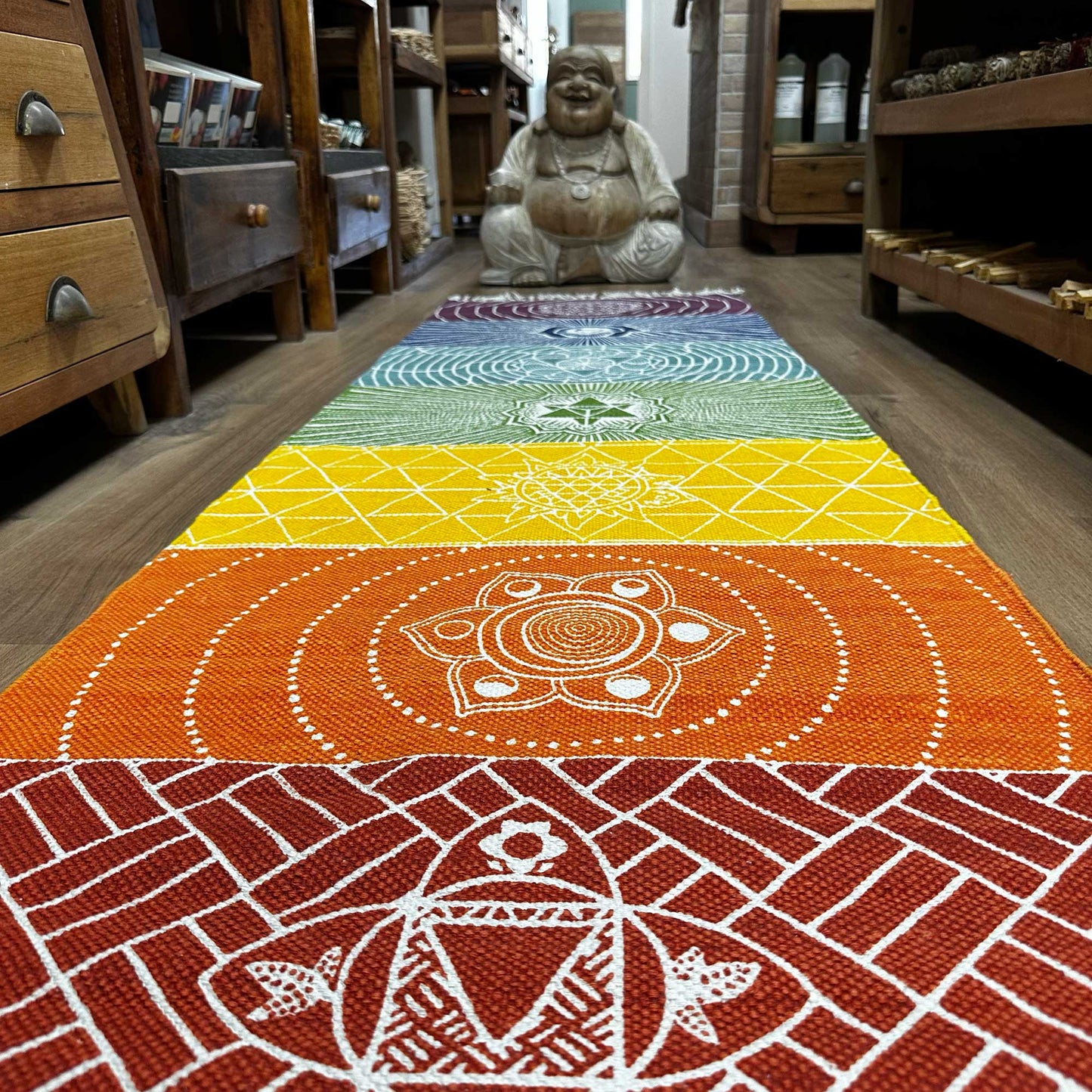 100% Cotton Yoga Rug - 60x200cm - 7 Chakras