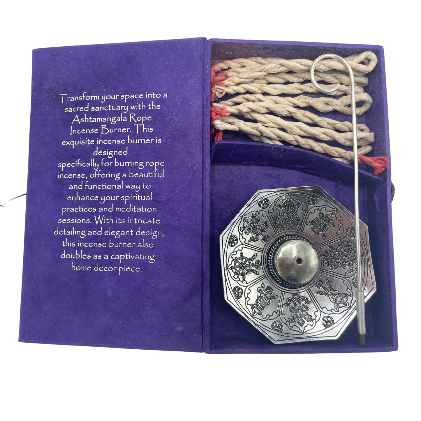 Rope Incense and Silver Plated Holder Set - Astamangal