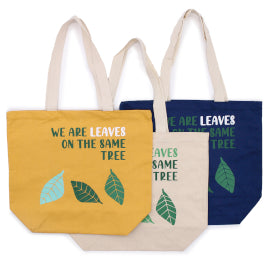 Printed Cotton Bag - We are Leaves - Blue