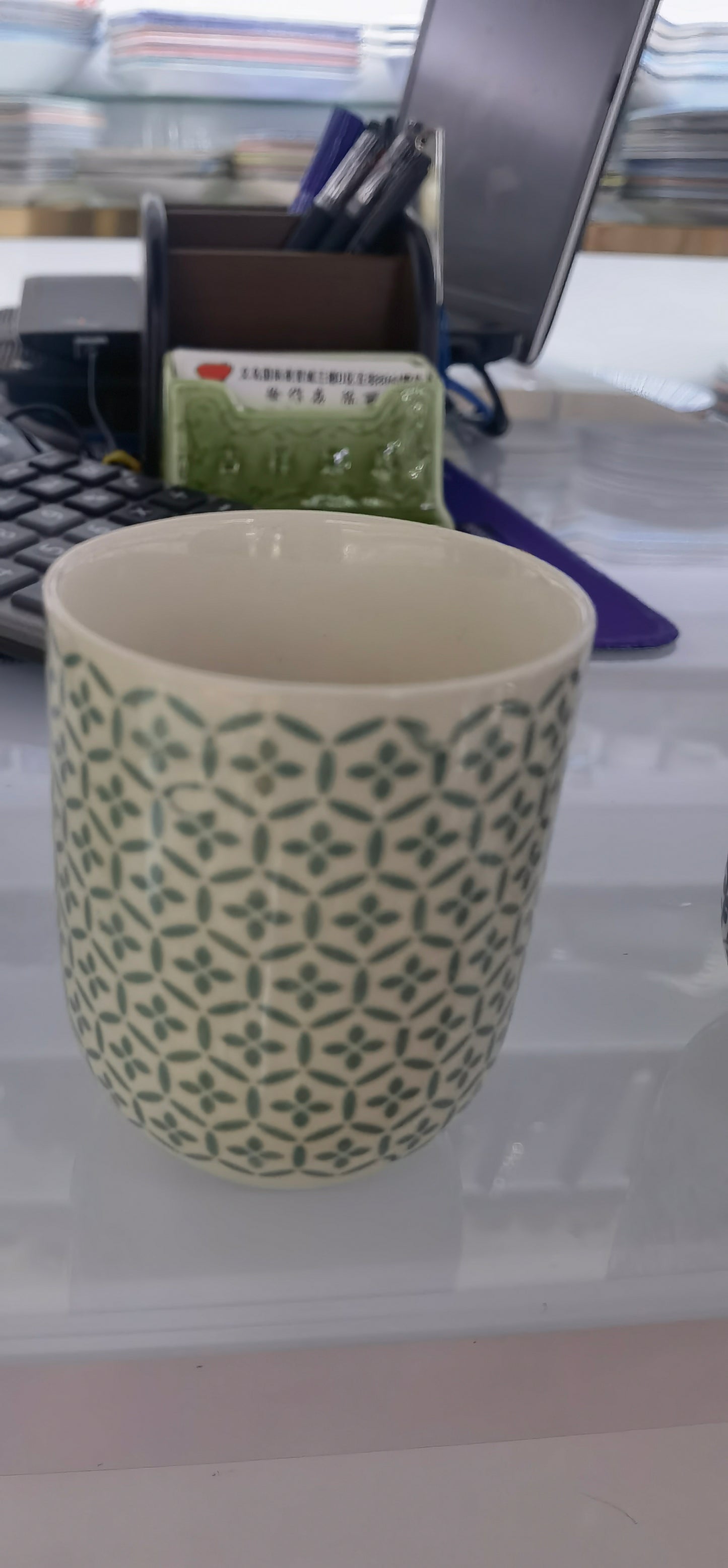 Herbal Tea Cups - Green Mosiac