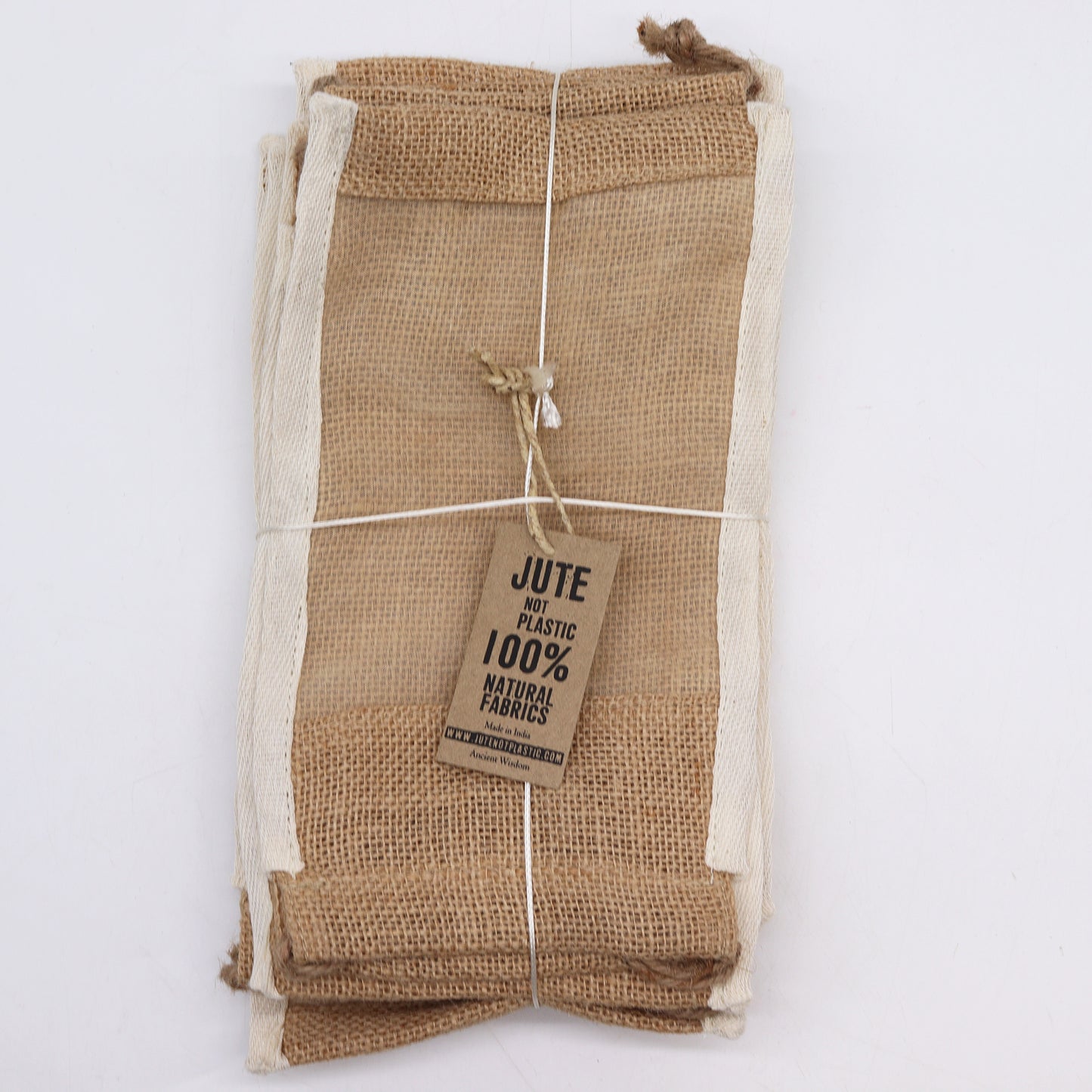 Lrg Washed Jute Pouch - 26x15cm