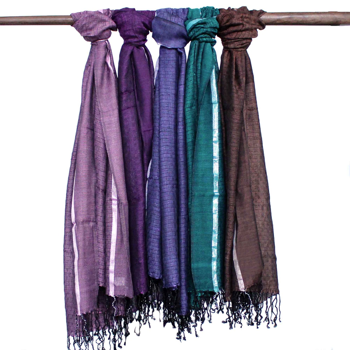 Large Indian Boho Scarves - 75x180cm - Random Colours with Gold Thread