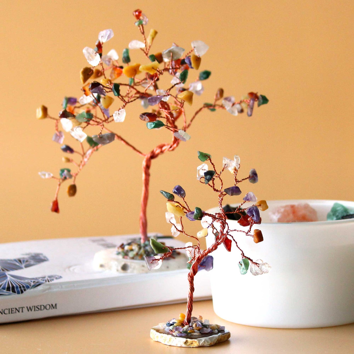 Gemstone Tree - Multi Stones on Natural Agate Base (35 stones)