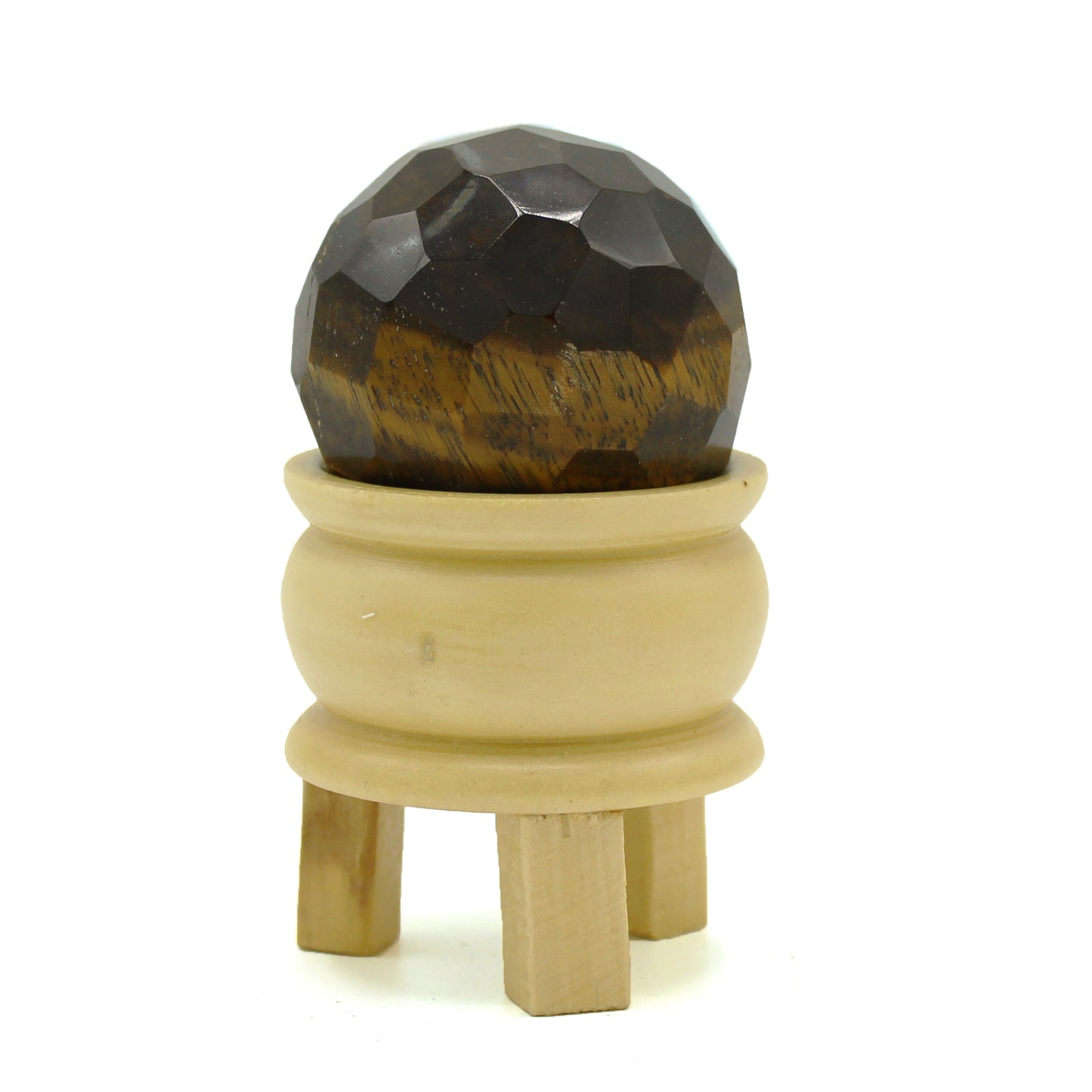 Gemstone Faceted Healing Ball & Stand - Tigers eye