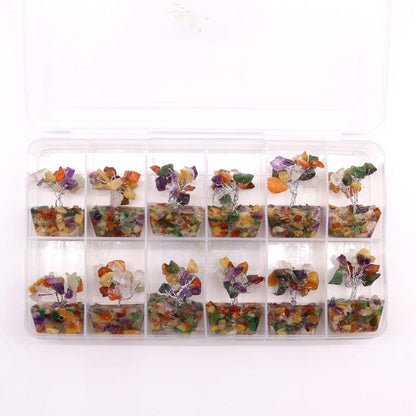 Mini Gemstone Trees on Orgonite Base - Multi Stones (15 stones)