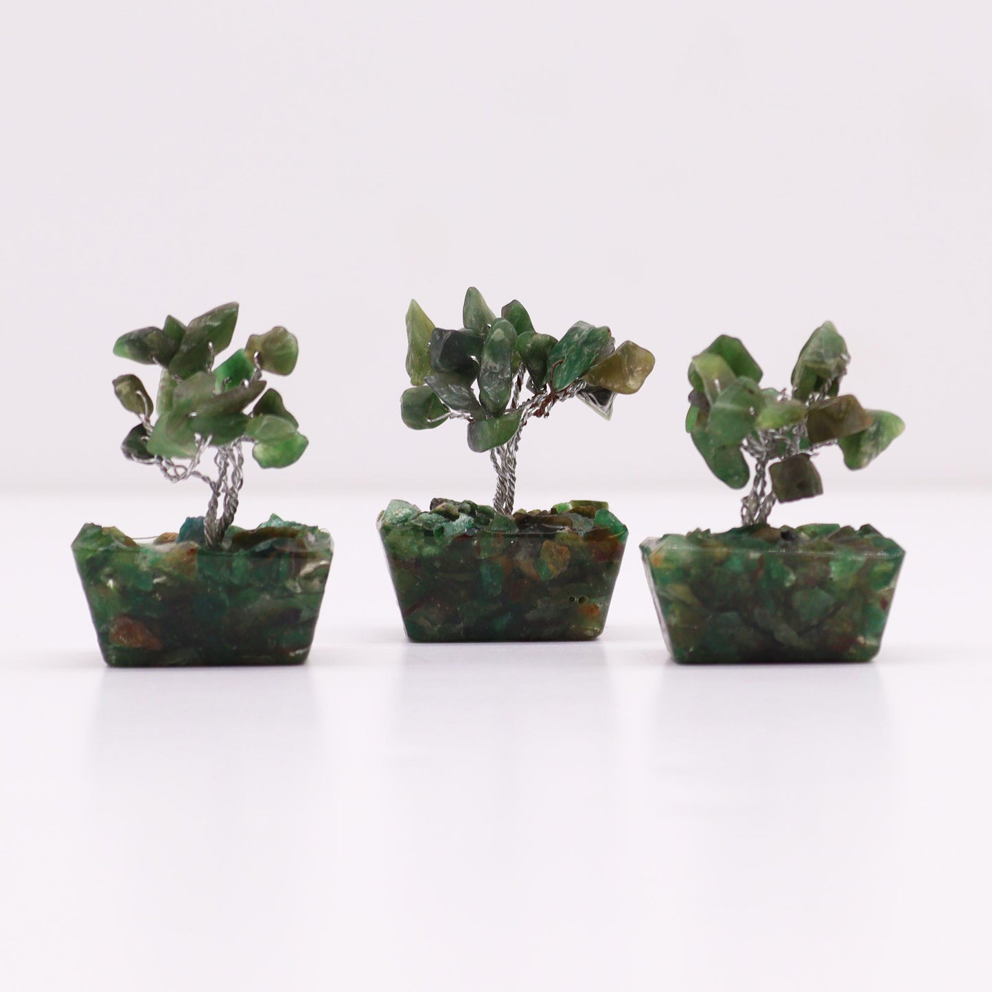 Mini Gemstone Trees On Orgonite Base - Green Aventurine (15 stones)