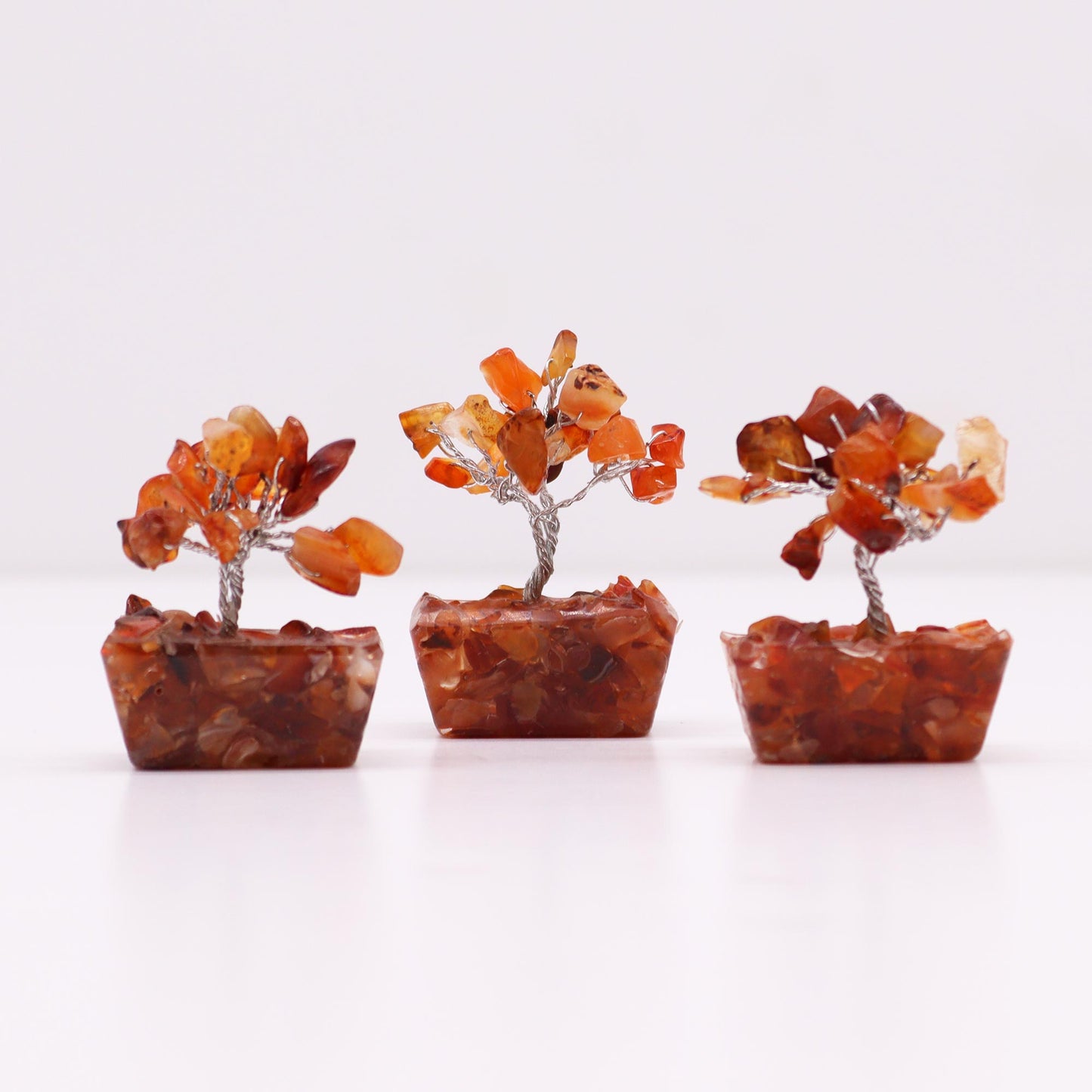 Mini Gemstone Trees On Orgonite Base - Carnelian (15 stones)