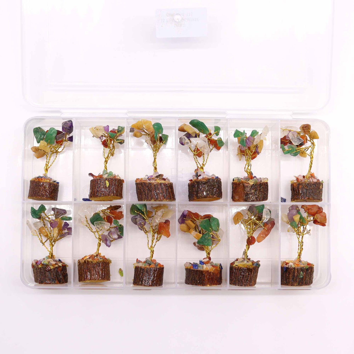 Mini Gemstone Trees On Wood Base - Multi Stones (15 stones)