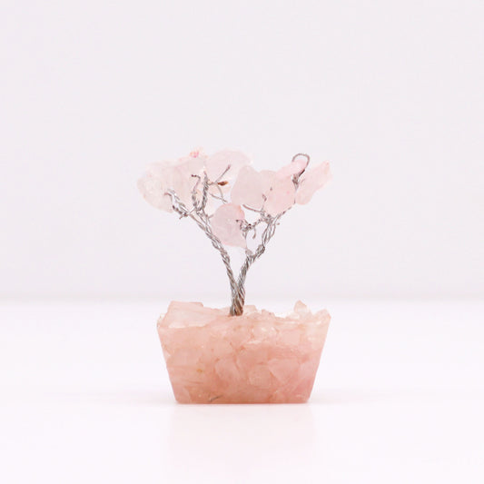 Mini Gemstone Trees On Orgonite Base - Rose Quartz (15 stones)