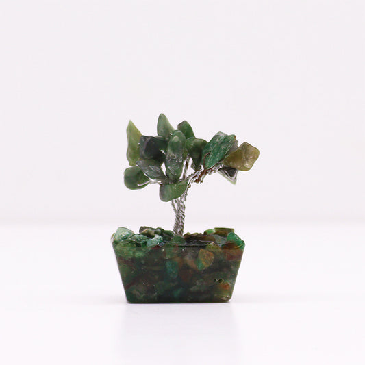 Mini Gemstone Trees On Wood Base - Green Aventurine (15 stones)